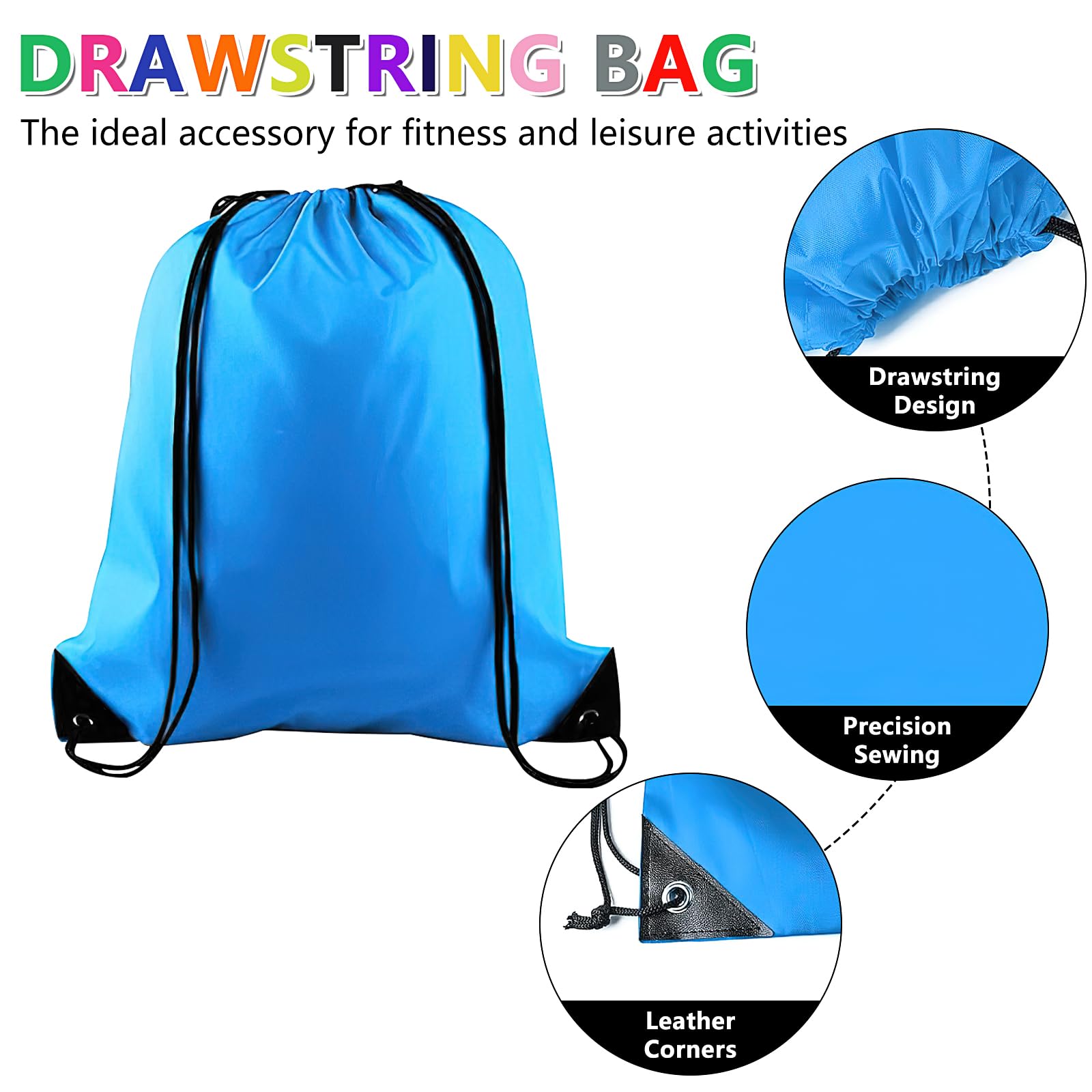 Borse con coulisse per bambini, zaino da palestra con lacci, impermeabile, per scuola, viaggi, nuoto, campeggio, arrampicata, ciclismo, picnic, feste, 43 x 34 cm
