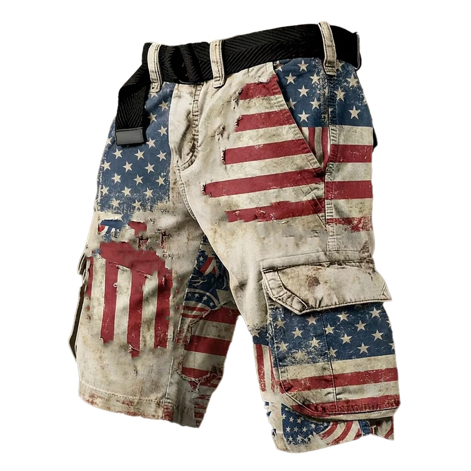 Short cargo décontracté ample à taille élastique pour homme en été