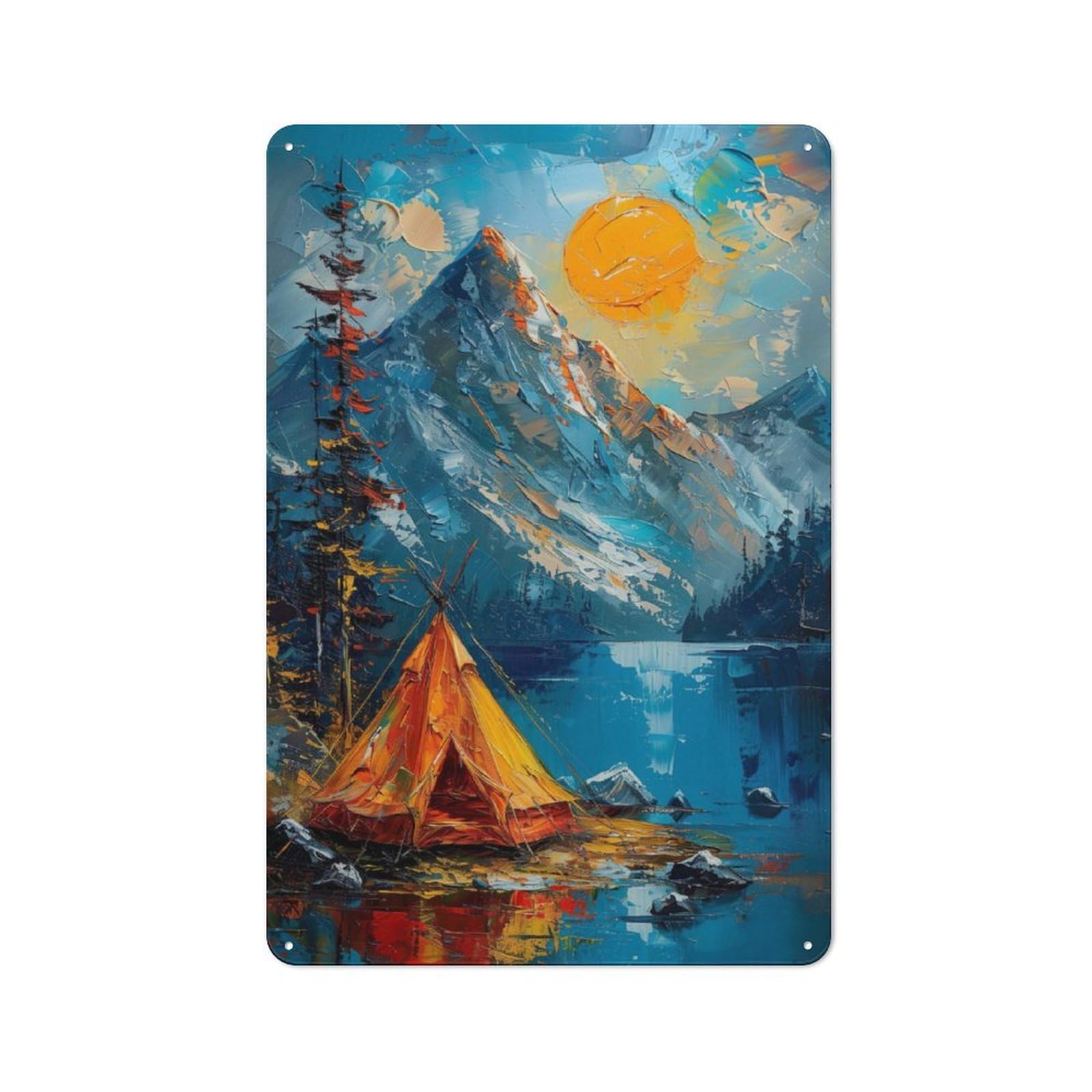 Junmoney Camping Mountains Vintage Tin Sign 30X20cm With For Man Cave Or Games Room, For Games Room Collectors