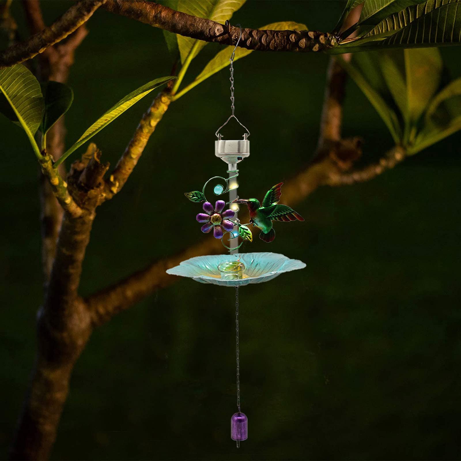 Mangiatoia per Uccelli A Energia Solare, Casa da Esterno per Mangime per La Decorazione di Giardini All'aperto,Mangiatoia per Uccelli da Appendere,Stile Vintage, Decorazione per Esterni