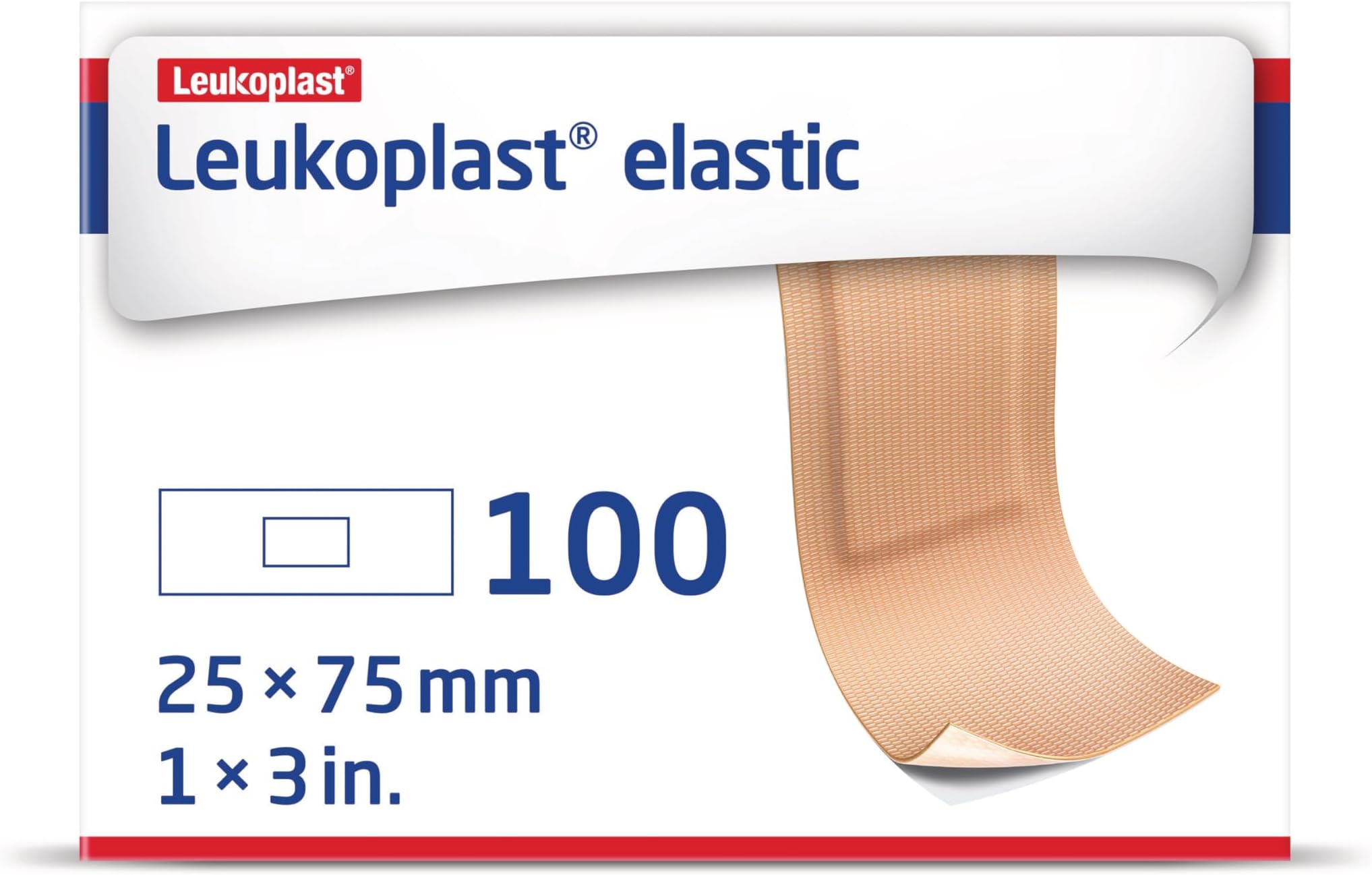 Leukoplast Elastic Fabric Adhesive Latex Free Bandages Strip 1" x 3" (100 in Box)