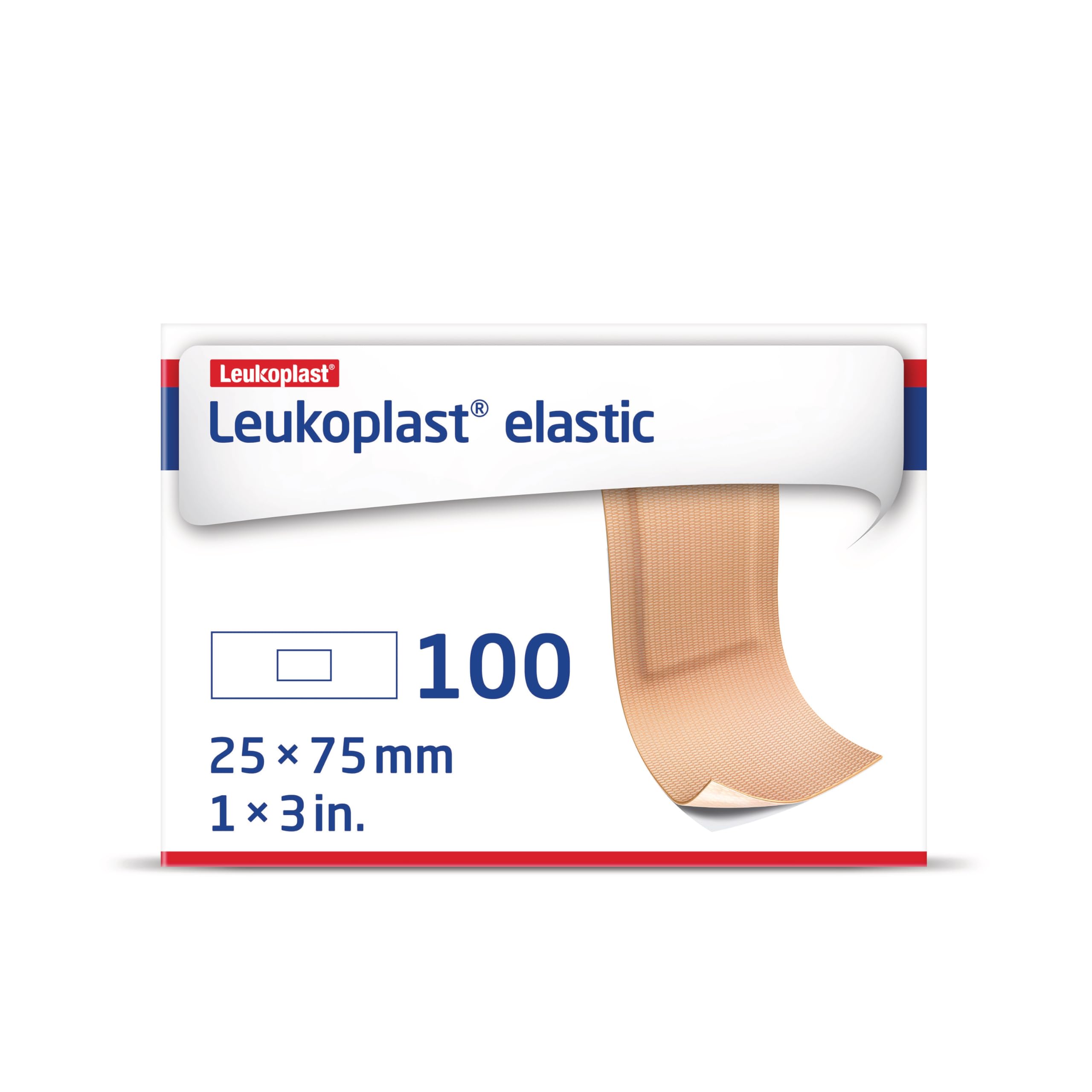 Leukoplast Elastic Fabric Adhesive Latex Free Bandages Strip 1" x 3" (100 in Box)