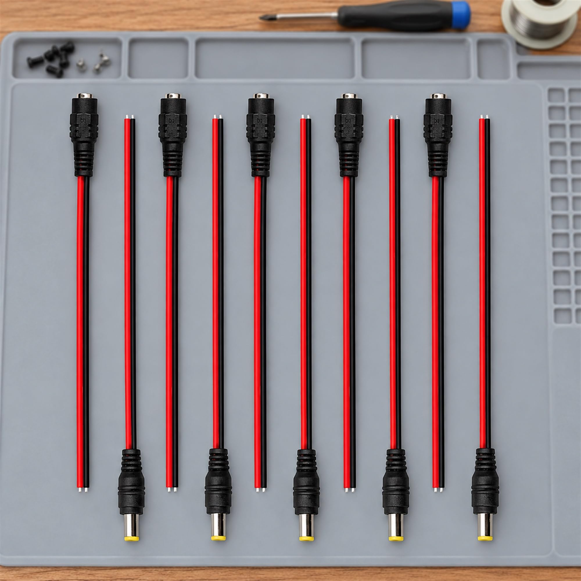 DC Connector Cables for Low Voltage Wiring, Plug Connections for Electrical Assembly, Repairs and DIY Circuit Projects
