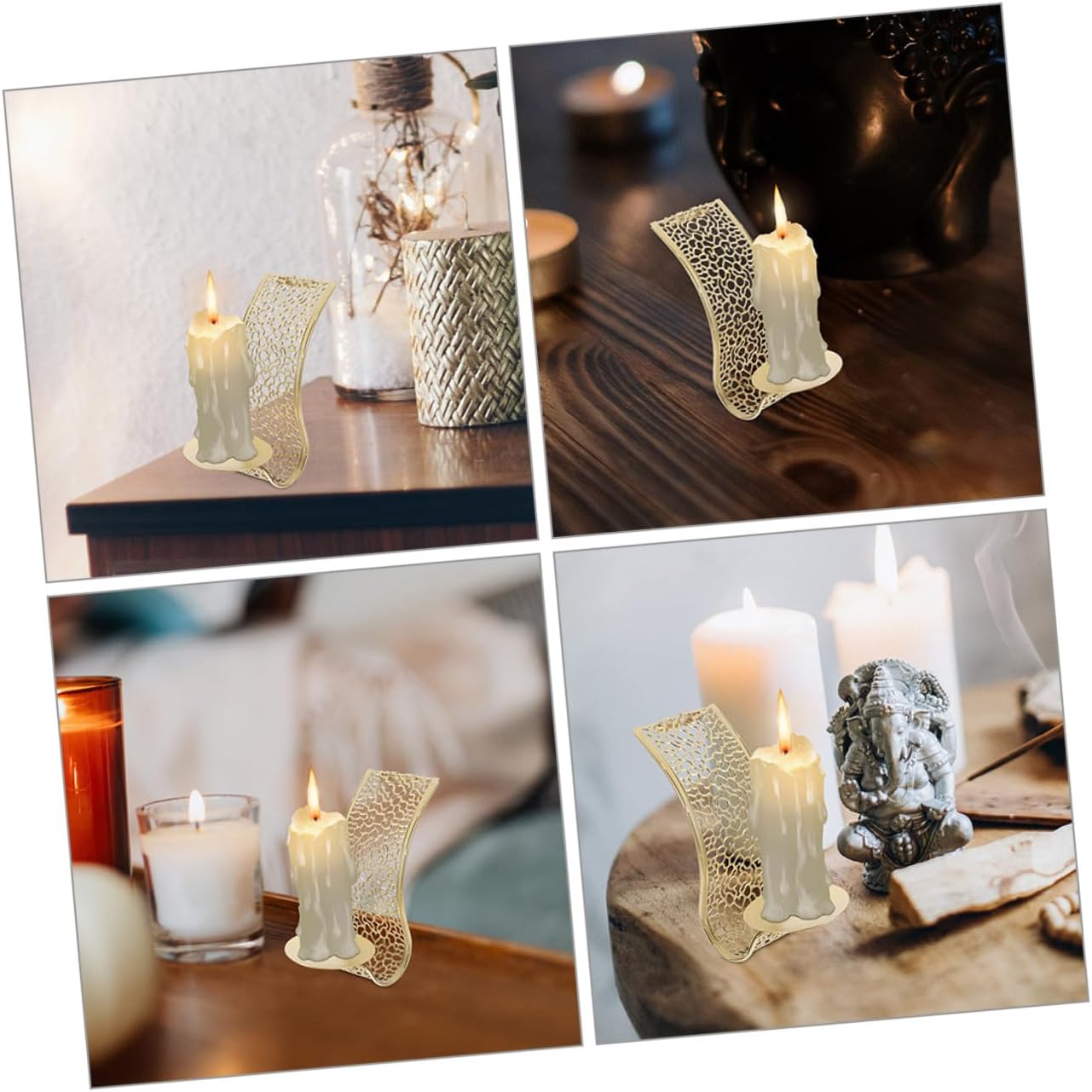 3pcs Hollow Wall Mounted Metal Candle Sconces Set Decorative Pillar Candle Holders for Living Room Wall Decor Middle Eastern Style Aromatherapy Stand