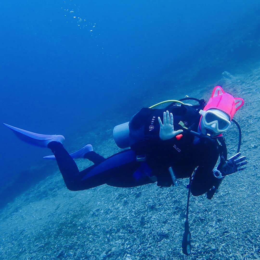 Kaptur kombinezonu, kocie uszy, 3 mm, neoprenowy kaptur do nurkowania dla kobiet, dzieci, czapka do nurkowania, termiczny, z otworem wentylacyjnym, do snorkelingu, pływania, sportów wodnych (różowy