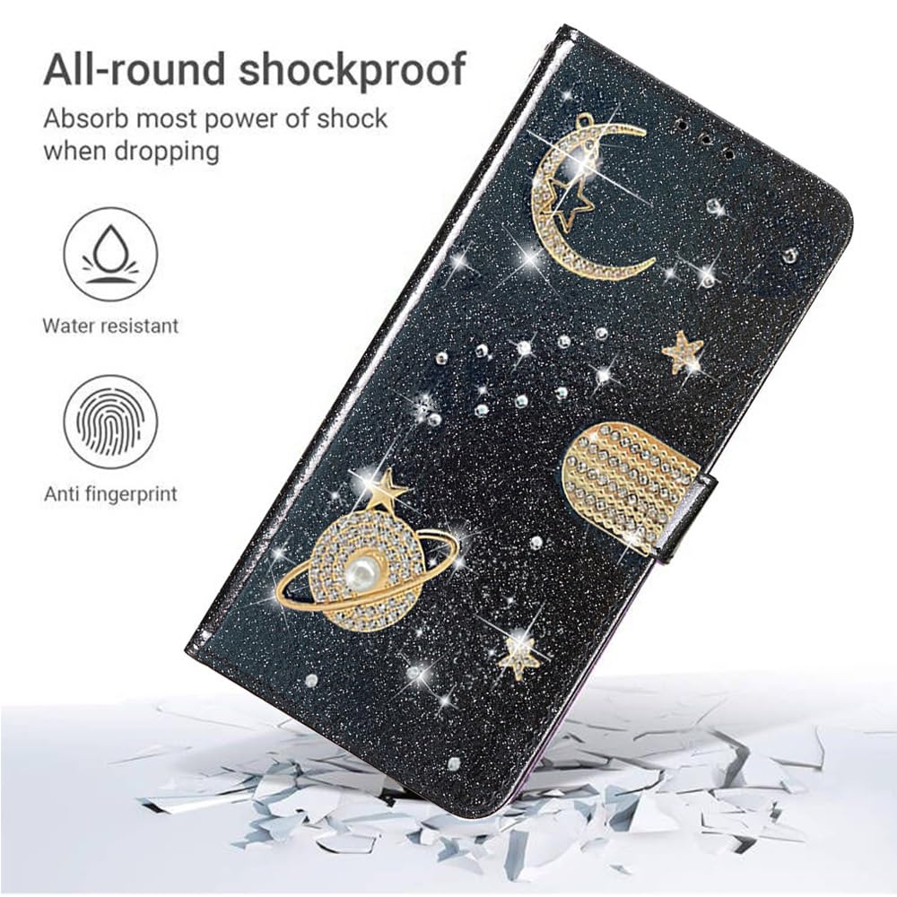 SEHEYA per Huawei P30 Lite Cover Libretto Brillantini Star Planet