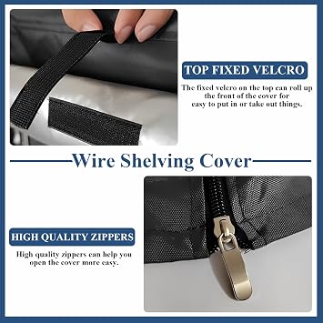 STARVAST Wire Shelf Cover, 210D Heavy Duty Silver-Coated Oxford Fabric, Dustproof, Heat Insulation, Wire Standing Shelving Covers with Zipper, Outdoor Storage Wire Rack Covers, 36 W x 18 D x 72 H