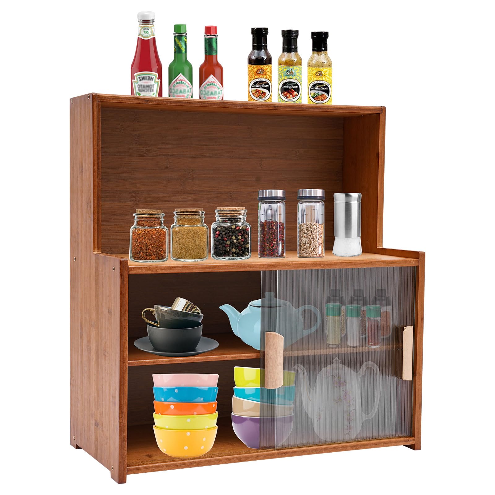 Organisateur Cuisine Plan Travail Armoire De Rangement Cuisine En Bambou - 4 étages Dont 2 Tiroirs - Dimensions 55x28x61 Cm - Marron Foncé Organisateur Cuisine Plan Travail Armoire De Rangement Cuisine En Bambou - 4 étages Dont 2 Tiroirs - Dimensions 55x28x61 Cm - Marron Foncé