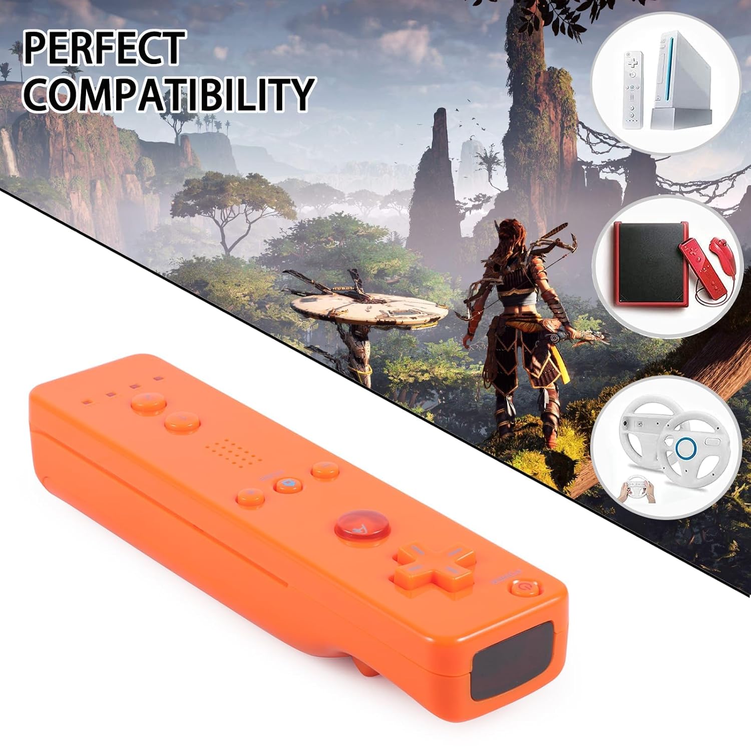 Dliaonew 2 Psck Remote Controller for Wii and Wii U Console, Wii Controller with Silicone Case and Wrist (New Orange and Purple)