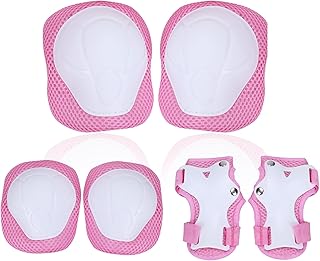 Beauenty Kids Protective Gear Set,Adjustable Kids Knee Pads Elbow Pads Wrist Guards for Skating Cycling Bike Rollerblading Scooter (Pink)