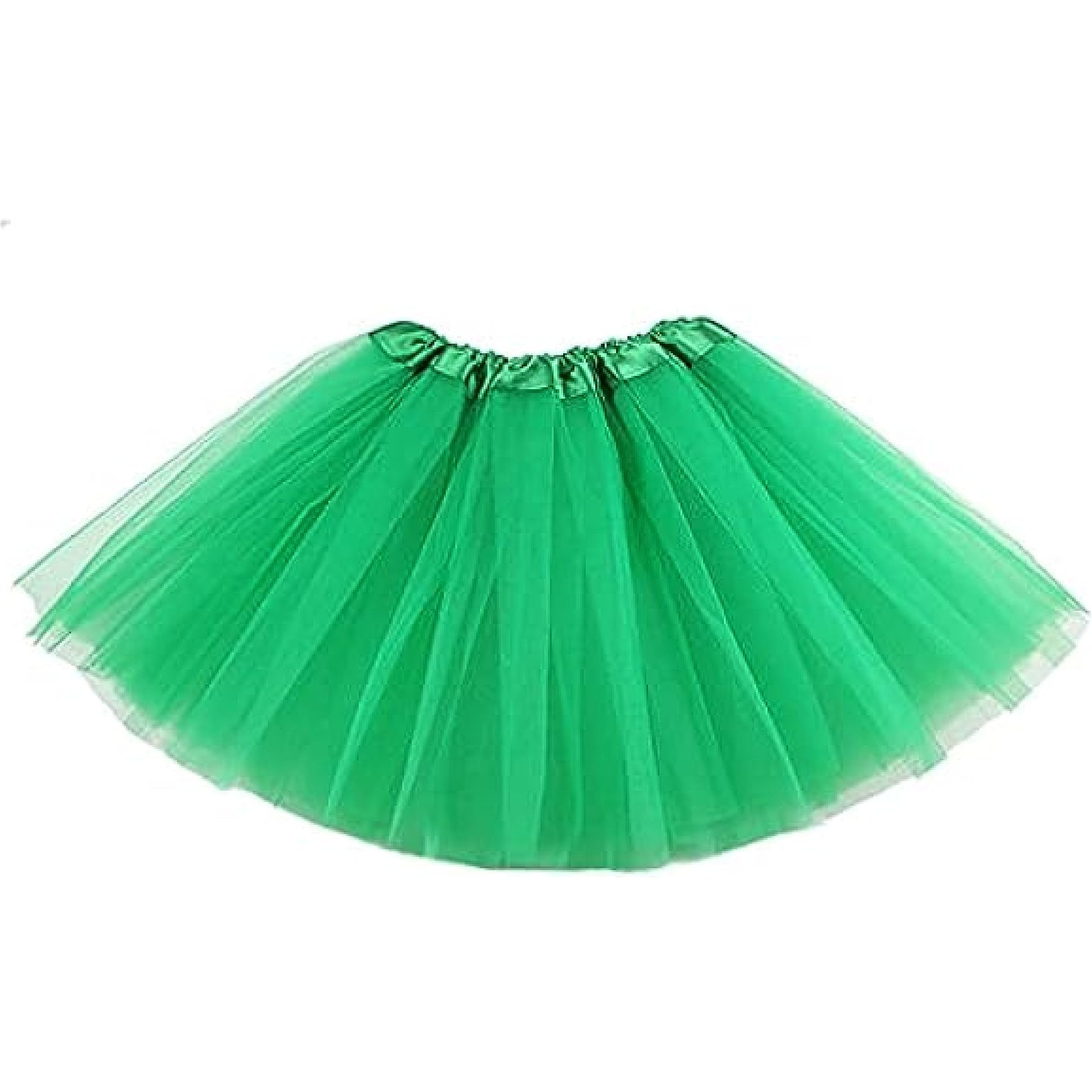 Lizzy | Tutu Skirt | Adult Size, Green, 3-Layered Tulle | Elastic Waistband, Lightweight, Breathable | Fancy Dress, Ballet, Hen Party, Costume Accessory
