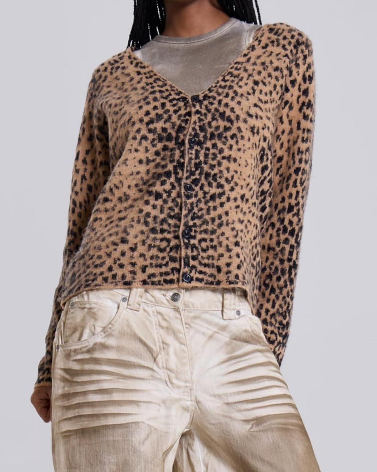 Women Leopard Print Long Sleeve V Neck Button Down Sweater Cardigan Casual Knit Lightweight Fall Winter Outwear Tops - Image 7