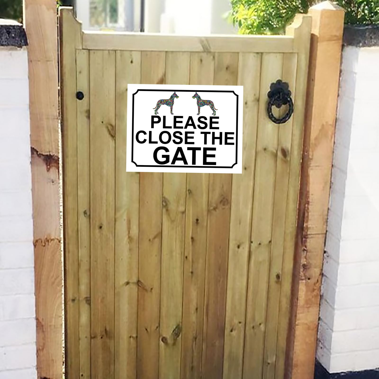 PLEASE CLOSE THE GATE COLOURFUL DOG THEME METAL SIGN 267MM X 200MM (149H1L) LARGE 10" X 8" - Image 3