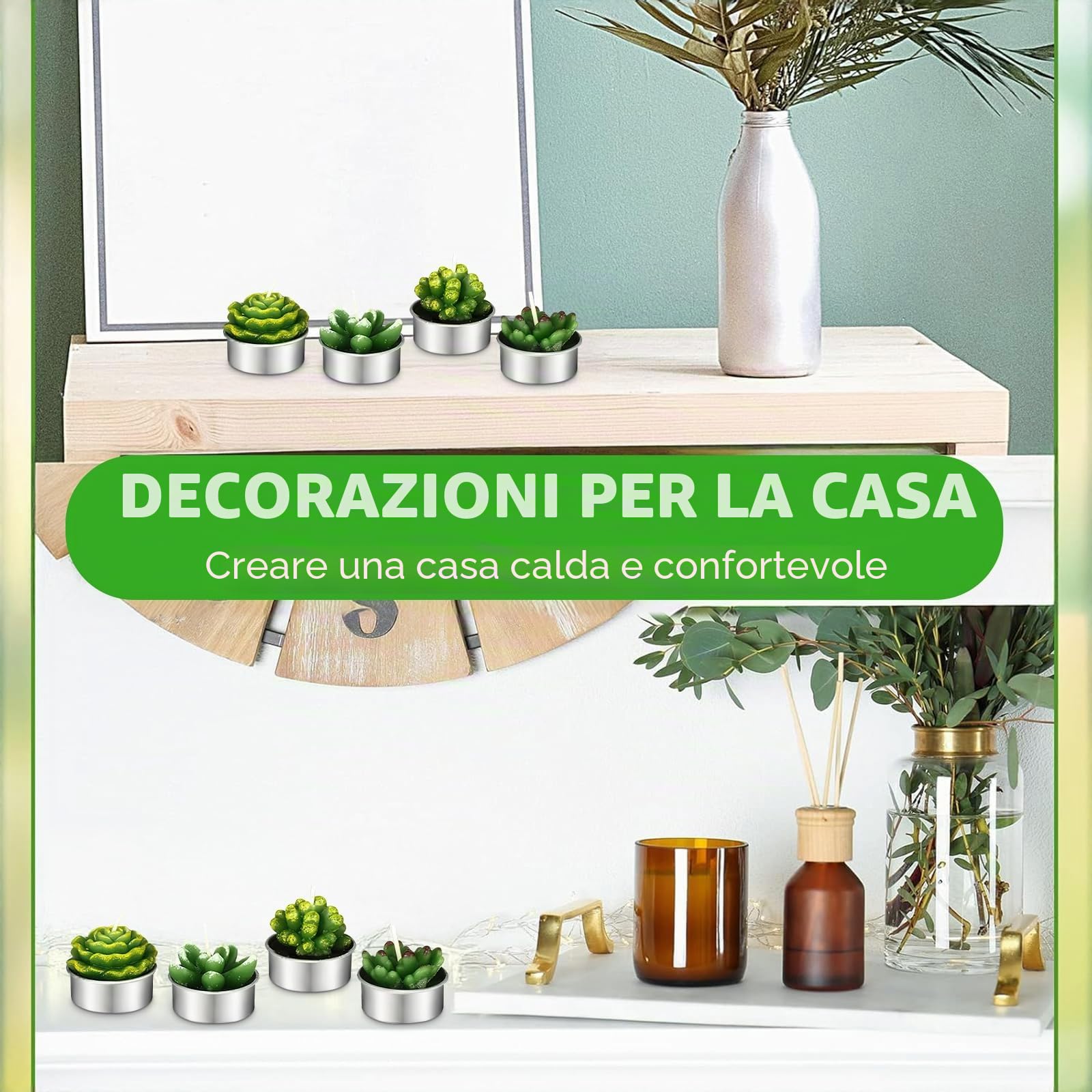 36 candele tealight a forma di cactus, mini candele succulente sfuse per regali di festa, candele profumate fatte a mano per ospiti, matrimoni, baby shower, compleanno, Natale