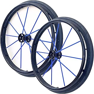 Ruedas traseras de repuesto de 24 x 1 para silla de ruedas deportivas, par de neumáticos de 24 pulgadas con cubo de aleación de aluminio, color azul, rodamiento de 1/2 pulgada