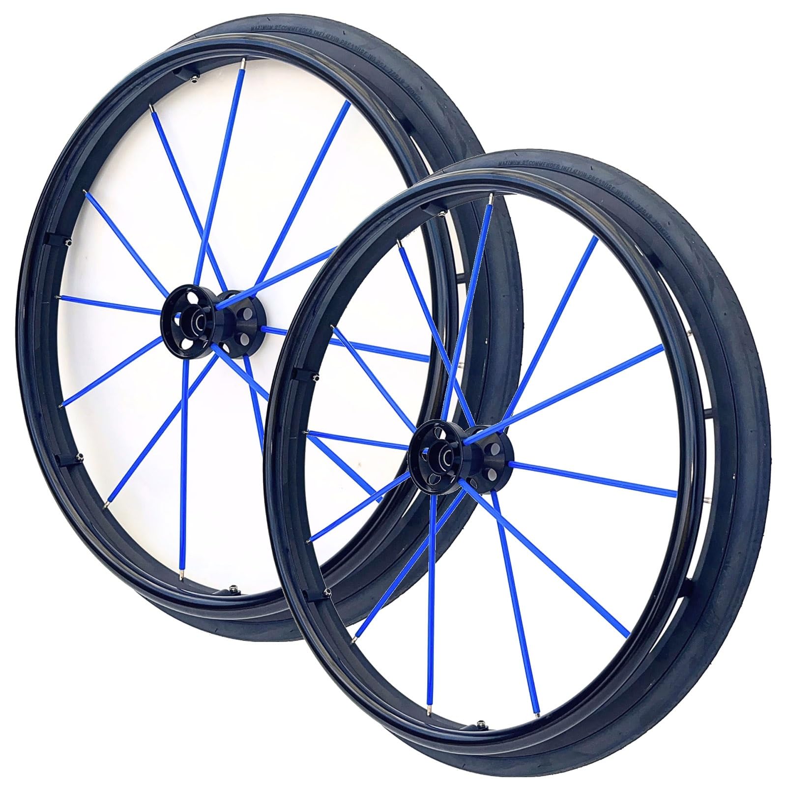 Ruedas traseras de repuesto de 24 x 1 para silla de ruedas deportivas, par de neumáticos de 24 pulgadas con cubo de aleación de aluminio, color azul, rodamiento de 1/2 pulgada
