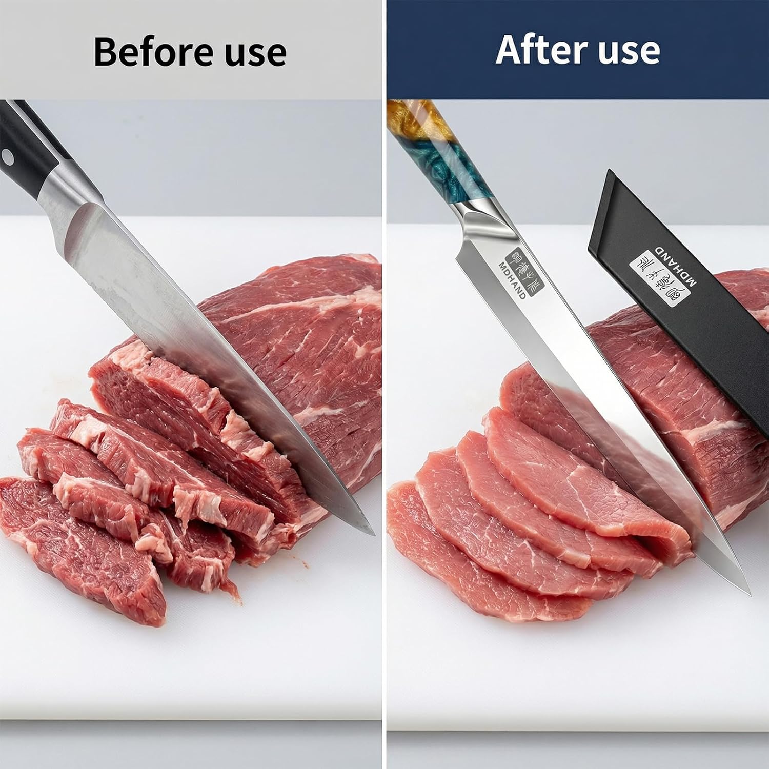 MDHAND Sushi Knife 10 Inch, Japanese High Carbon Steel Yanagiba Knives with Resin-Spliced Handle, Ultra Sharp Sashimi Knife for Cutting Sushi & Sashimi, Kitchen Knives with Gift Box