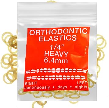 Amber Latex 100 counts, Intraoral Elastic Bands Orthodontic Elastics Dental Rubber Bands Made in US Heavy 1/4, Amber Latex