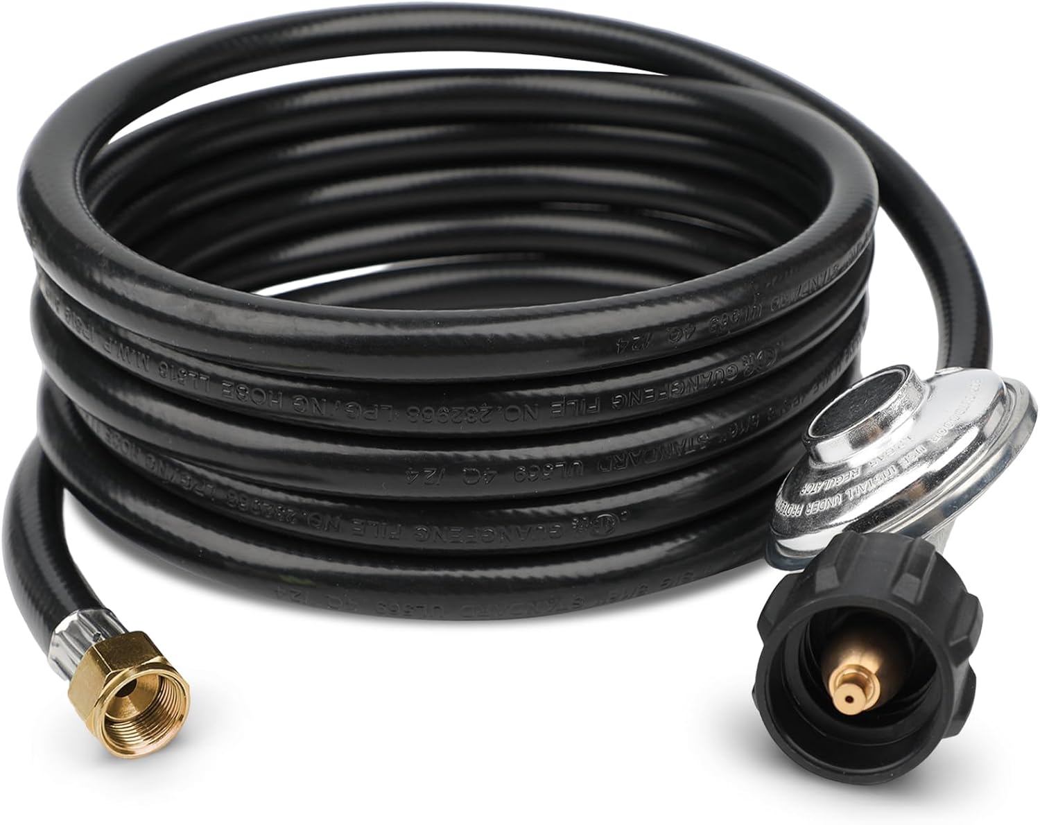 Universal QCC1 Low Pressure Propane Regulator with 12 Feet Hose for Most LP Gas Grill, Heater and Fire Pit Table, Universal QCC1 Propane Regulator with Hose Grill Replacement, 3/8" Female Flare Nut