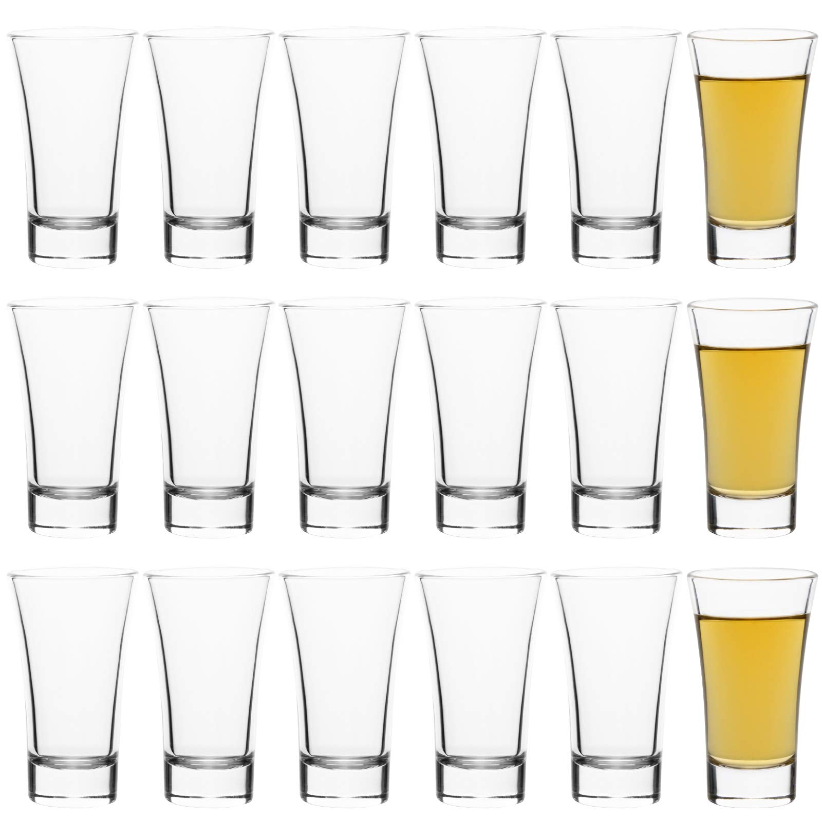TAOUNOA Shot Glasses Bulk 2 oz, Set of 18, Heavy Base Shot Glass Set Mini Clear Glass Cups Small Drinking Glasses Tequila Shot Glasses for Vodka Whiskey Liquor