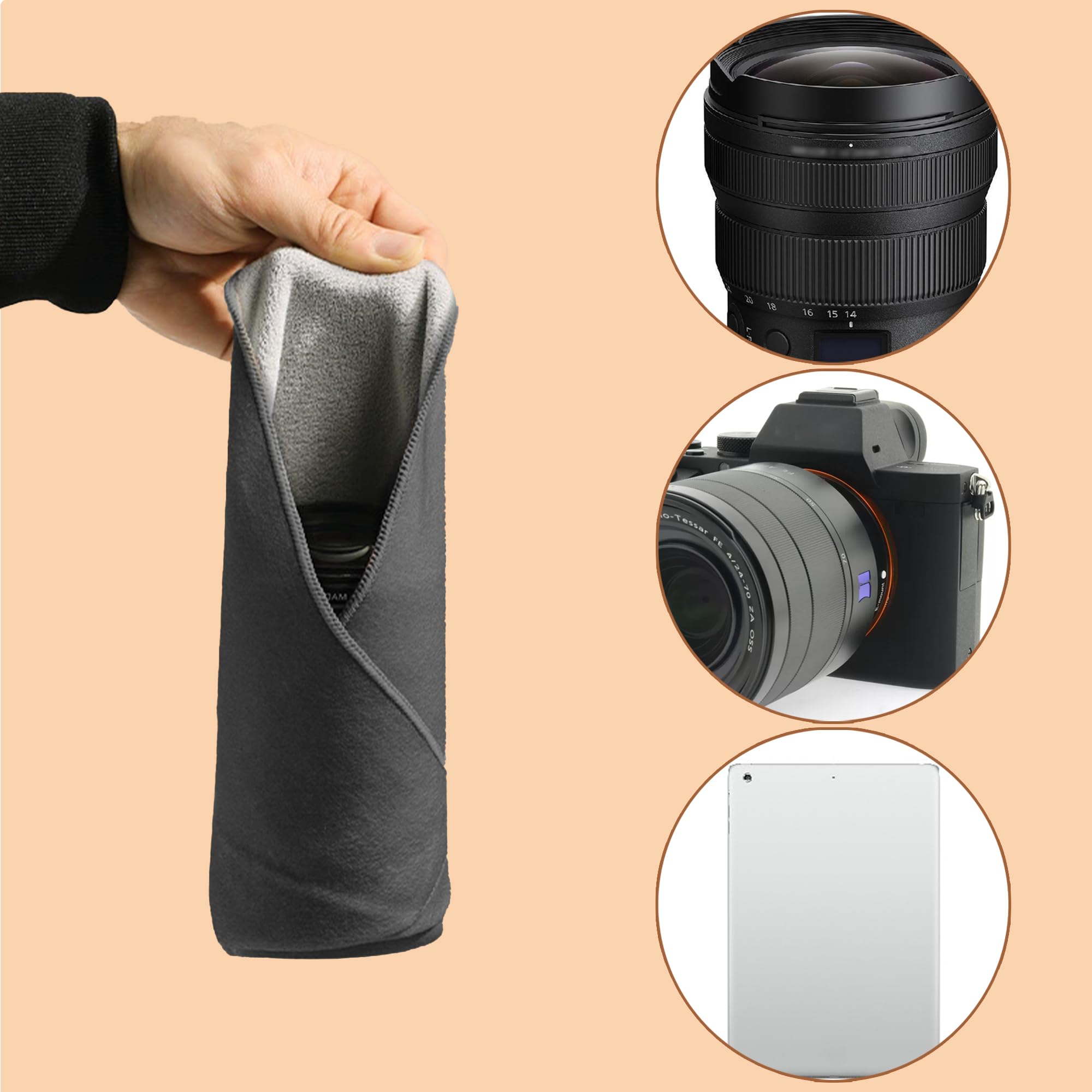 Einschlagtuch Kamera Schutzhülle 45x45CM Anti-Bumping Anti-Friction Schutzhülle Protective Wrap für Fotoausrüstung (Schwarz, M)