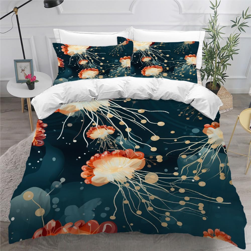 Parure de lit méduse 200x200 pour transformer la chambre d'enfant en un océan kawaii relaxant