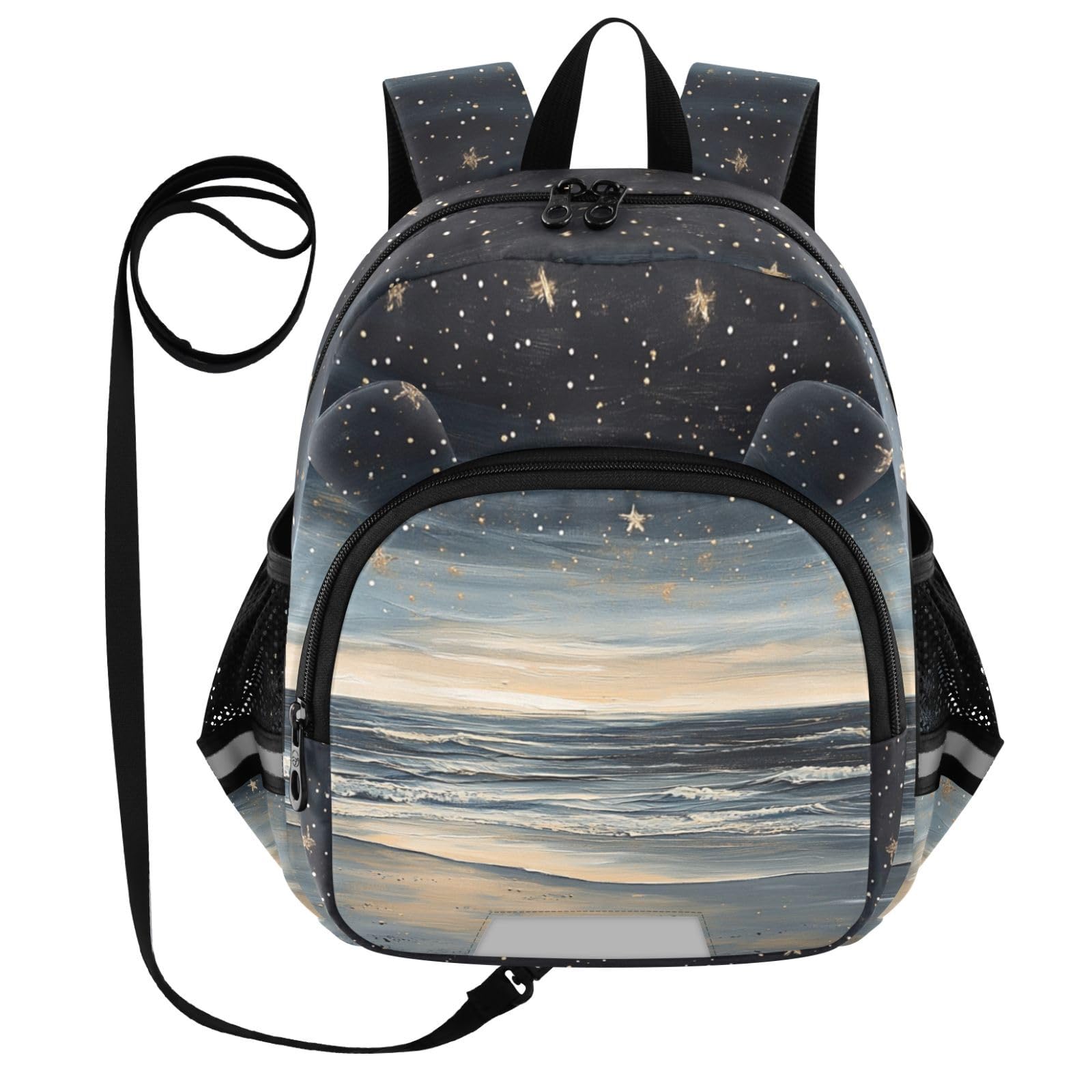 Starry Ocean Wave Toddler Harness Backpack for Boys Girls 3-6 Years Kids Backpack with Anti Lost Safety Leash Baby Protection Backpack for Travel Preschool Walking