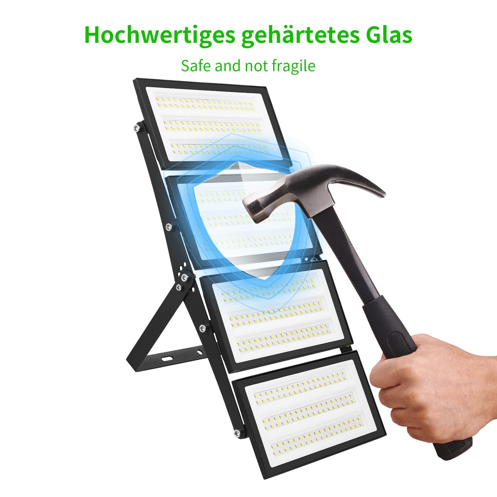 papasbox 2 Stück 400W LED Strahler Flutlichter Außen | Scheinwerfer Außenstrahler 6500K Kaltweiß IP66 Wasserdicht | LED Fluter für Garten Garage Sportplatz