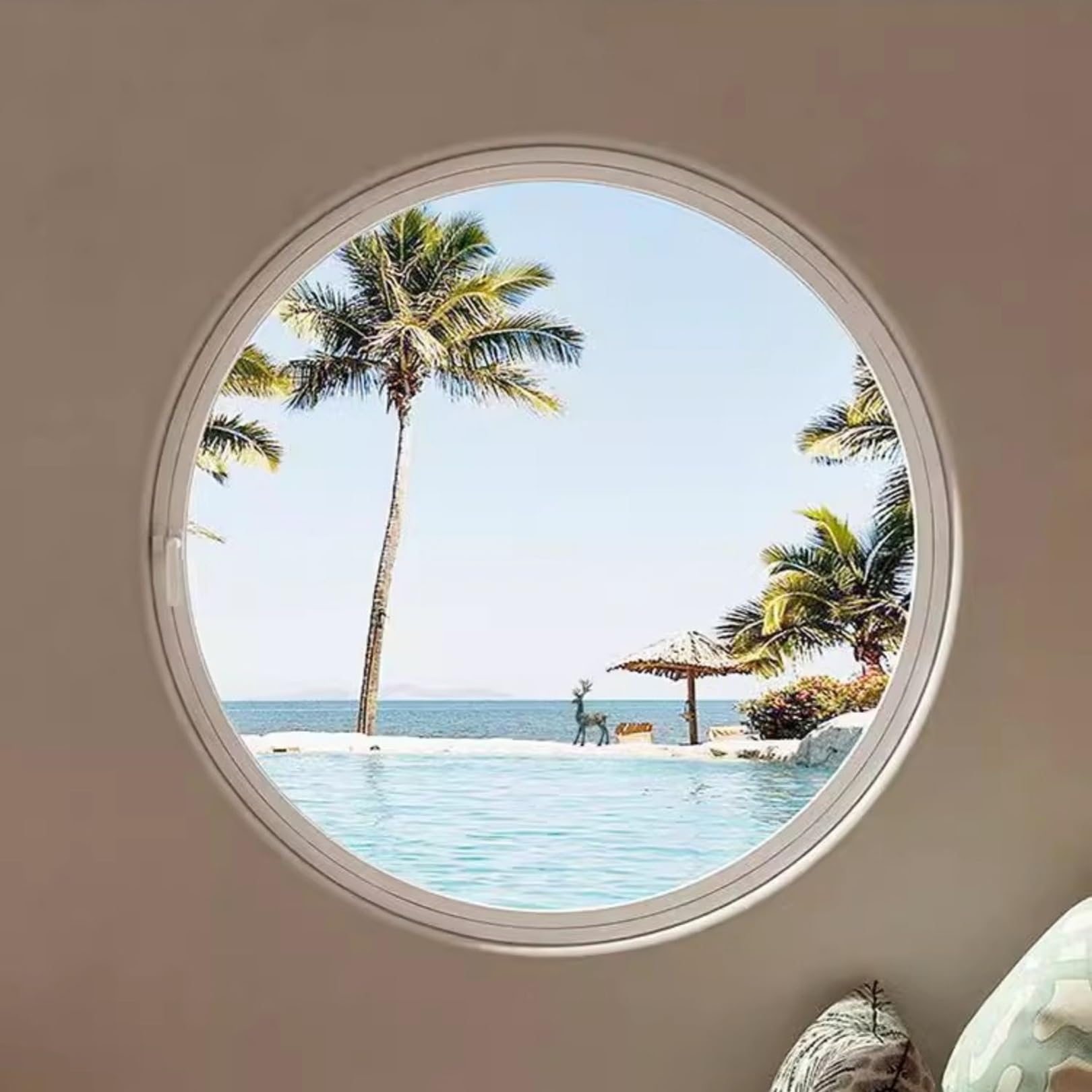 Rundfenster 360° drehbares rundes Fenster aus gehärtetem Glas Glasfenster Aluminiumlegierung(Wit,60cm/23.62in)