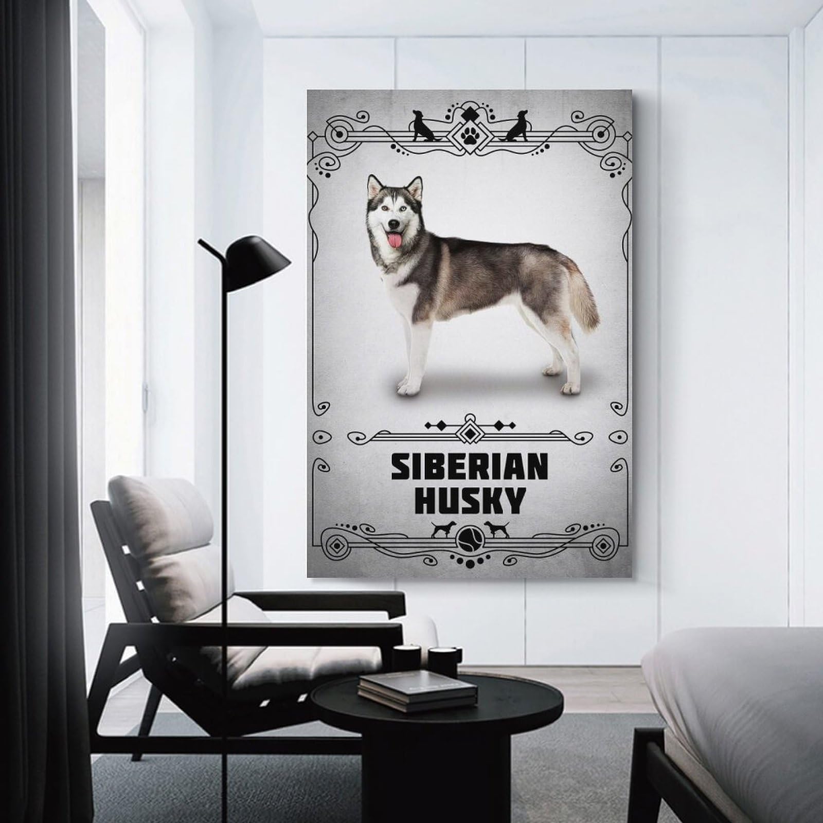 Junmoney Siberian Husky Wall Picture Print 20x30inch(50x75cm), for Work Areas, Reading Rooms Or Studios, An Interior Accent for Desk Areas