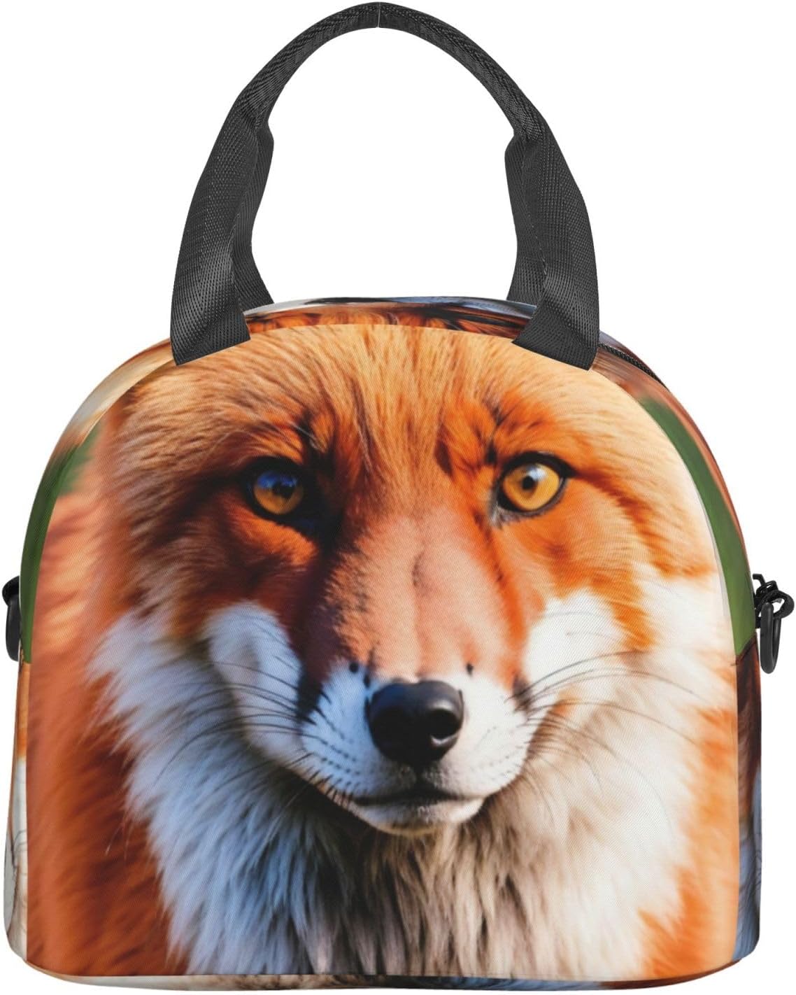 Fox Print Reusable Lunch Bag Insulated Lunch Boxes for Office Work Picnic Tote Bag Adjustable
