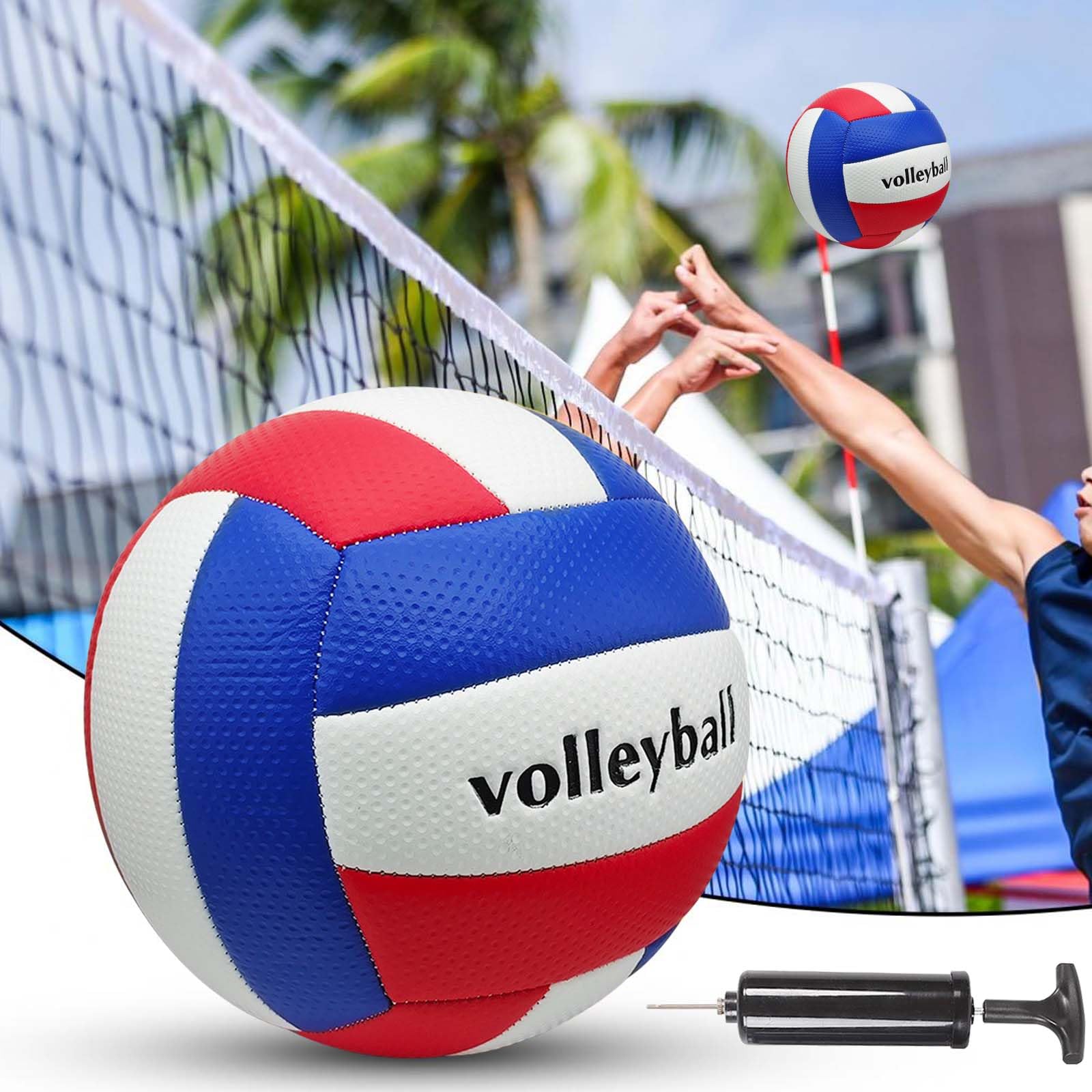 Voleibol de playa de cuero suave tamaño 5 con bomba, resistente al agua, oficial para niñas jóvenes adultos