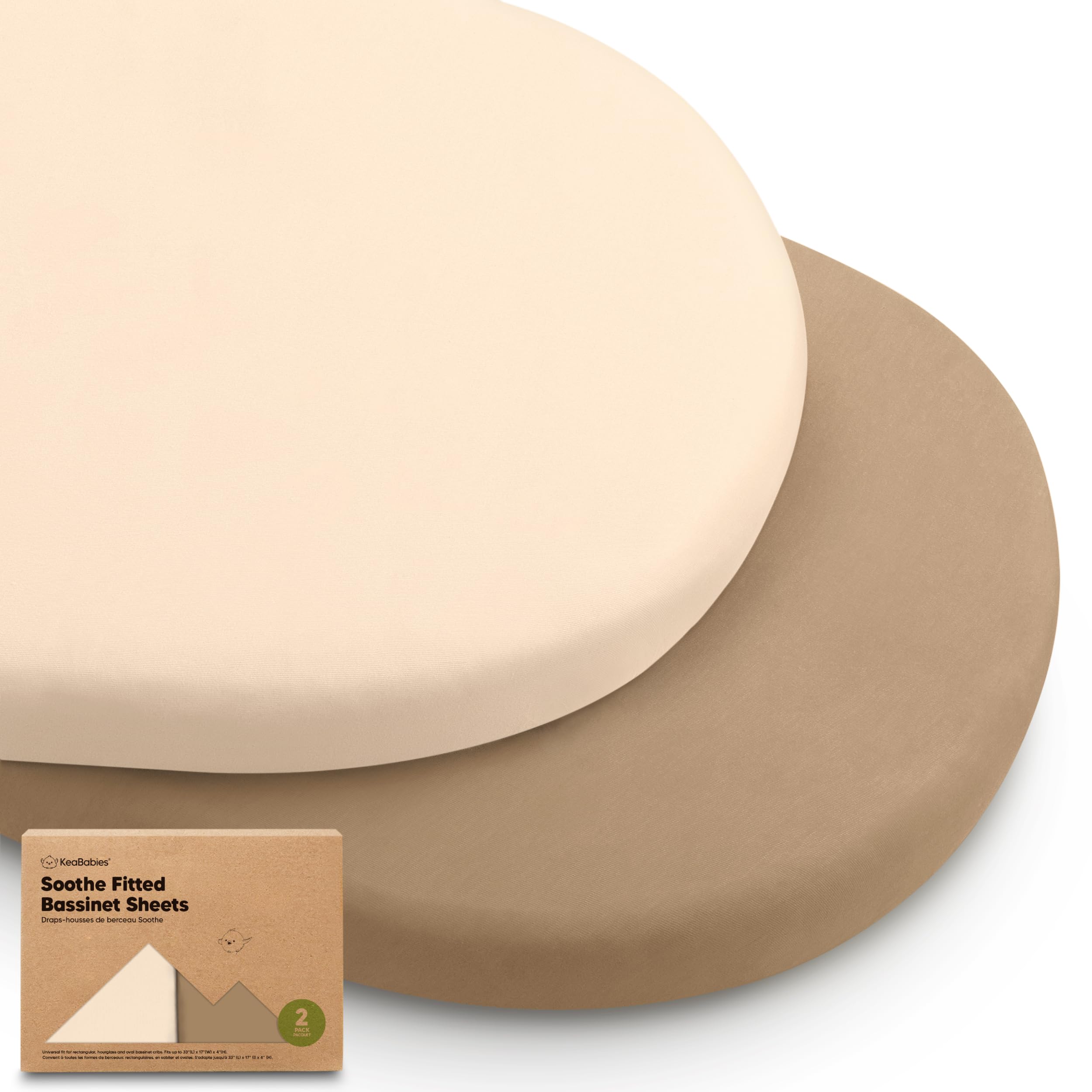 2-Pack Organic Bassinet Sheets for Girls, Boys - 100% Cotton Bassinet Mattress Sheets Compatible with Halo Bassinest Swivel Sleeper, Graco, Baby