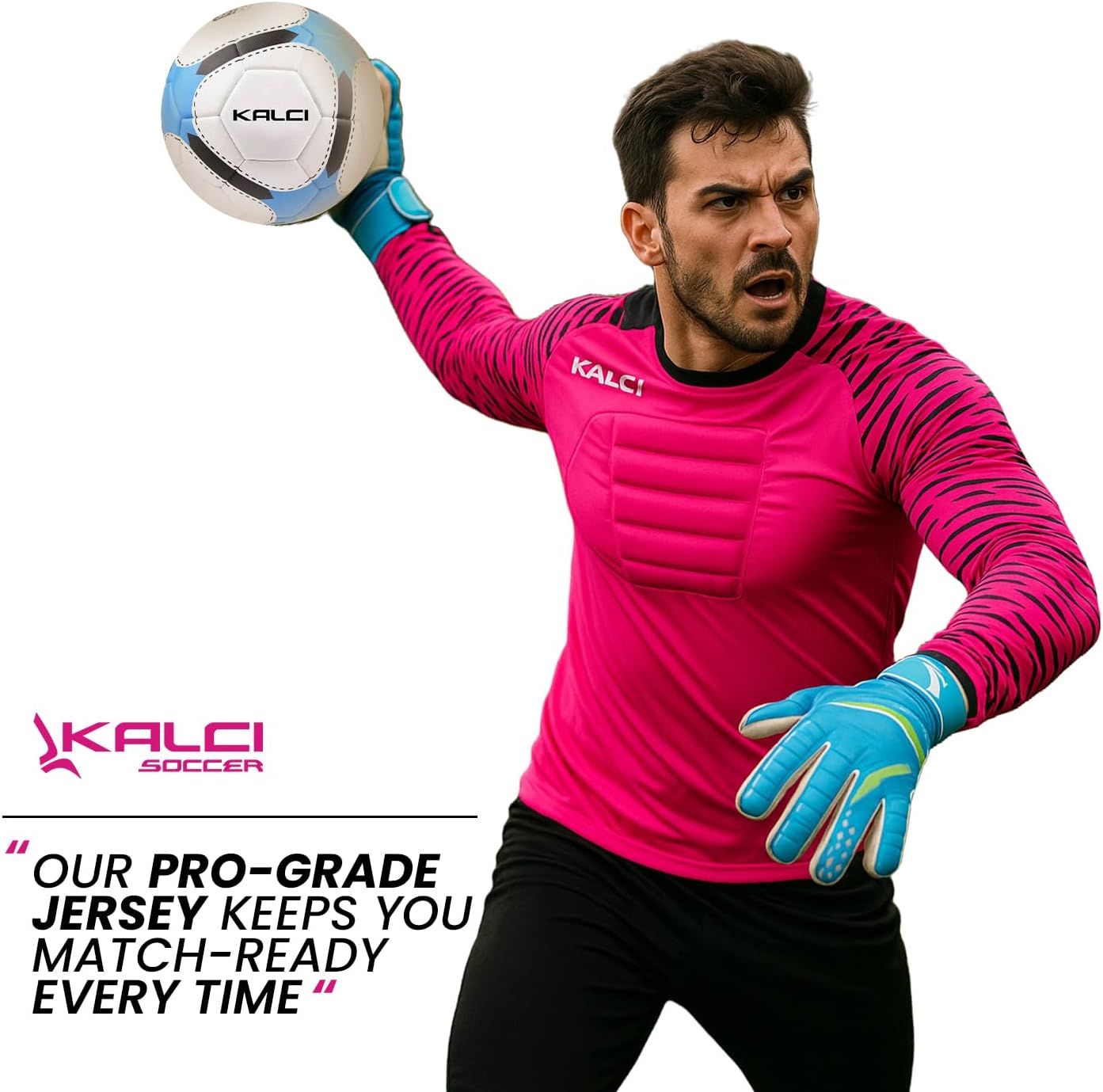Kalci Soccer Goalie Shirt, Padded Goalkeeper Jersey, Youth/Adult & Kids Sizes, Long Sleeve Football Padded Shirt Mens - Image 4