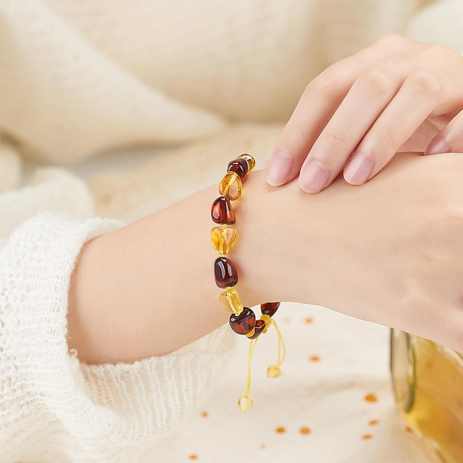 Baltic Amber raw Bracelet Gift Set -100% Certified and Authentic Premium Quality Raw Baltic Amber-True amber stone beads - Image 5