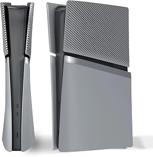 eXtremeRate eXcover Case für ps5 Slim Digital Edition Konsole, Wechselbar Full Shell Ersatz Seitenplatten Faceplate mit Kühlung-Ventil Untere Abdeckung Zubehör für ps5 Slim Digital Console-Grau