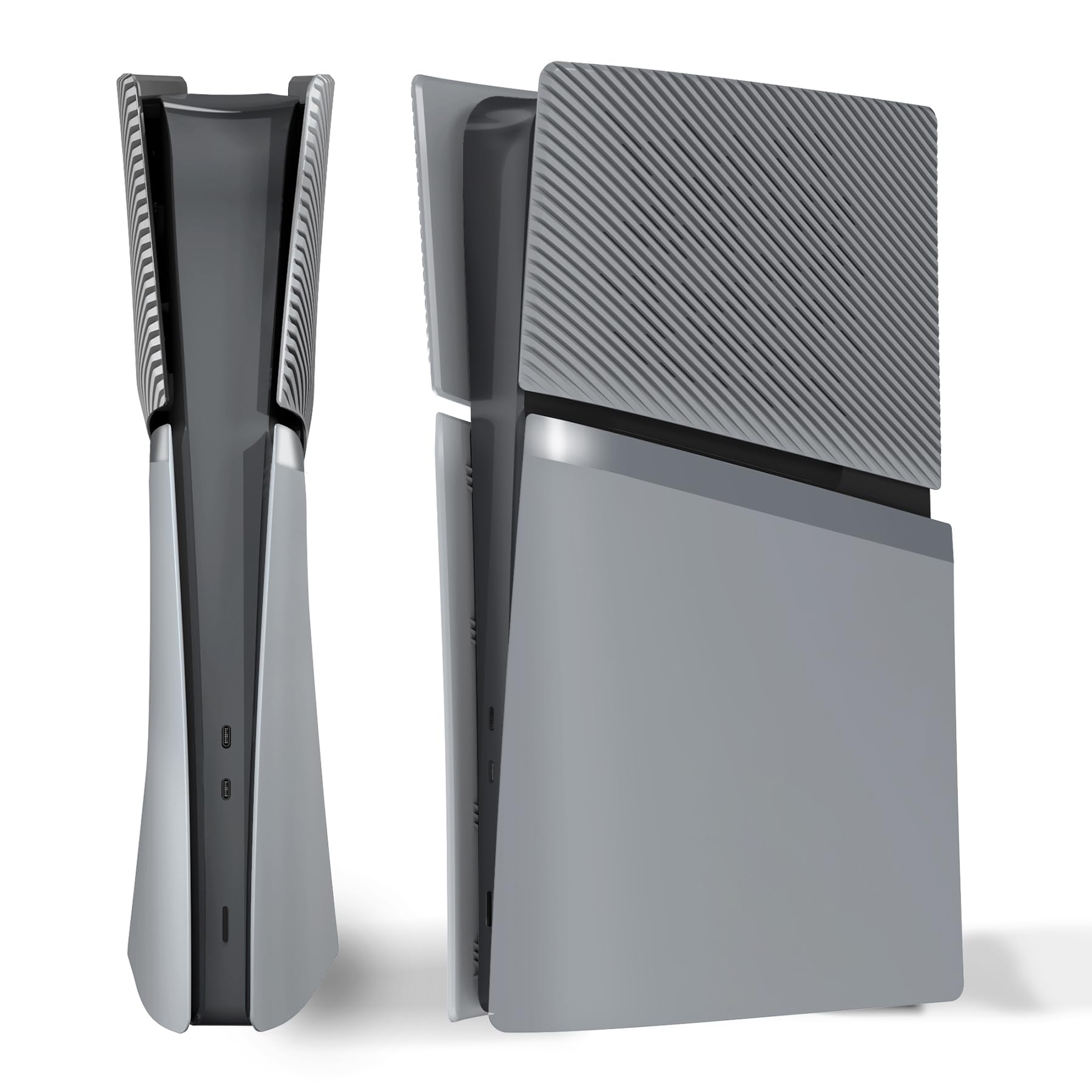 eXtremeRate eXcover Carcasa Superior e Inferior de Repuesto Compatible con ps5 Slim Edición Digital, Paneles Laterales y Tapa Trasera con Ventilación para ps5 Slim Digital Consola - New Hope Gray