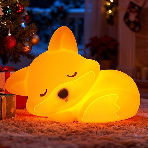 Miniatura 1 de Lampeez Luz nocturna de zorro, bonitos regalos de zorro, lámpara de silicona suave, luz nocturna LED táctil, decoración de dormitorio como regalo de