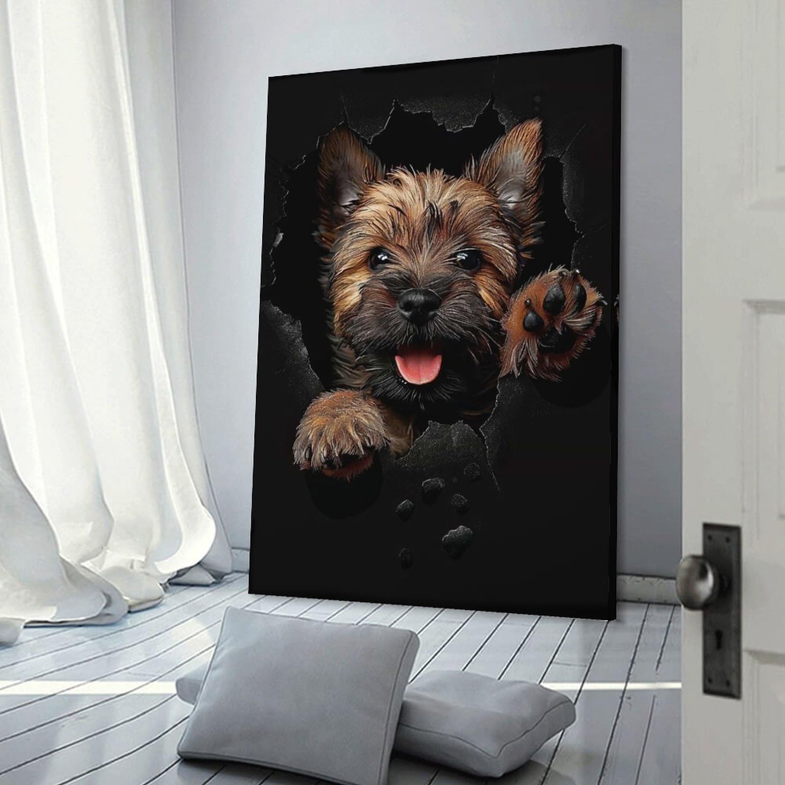 Junmoney Cairn Terrier Dog Wall Picture Print 20x30inch(50x75cm), for Corridors, Hallways Or Apartment Entries, Decorative Canvas Styling for Entry Areas