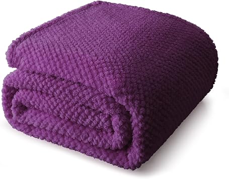 Whale Flotilla Large Fuzzy Fleece Throw Blanket for Sofa, 130x180 CM Fluffy Warm Soft Jacquard Blankets for All Season, Lightweight and Cozy, Purple