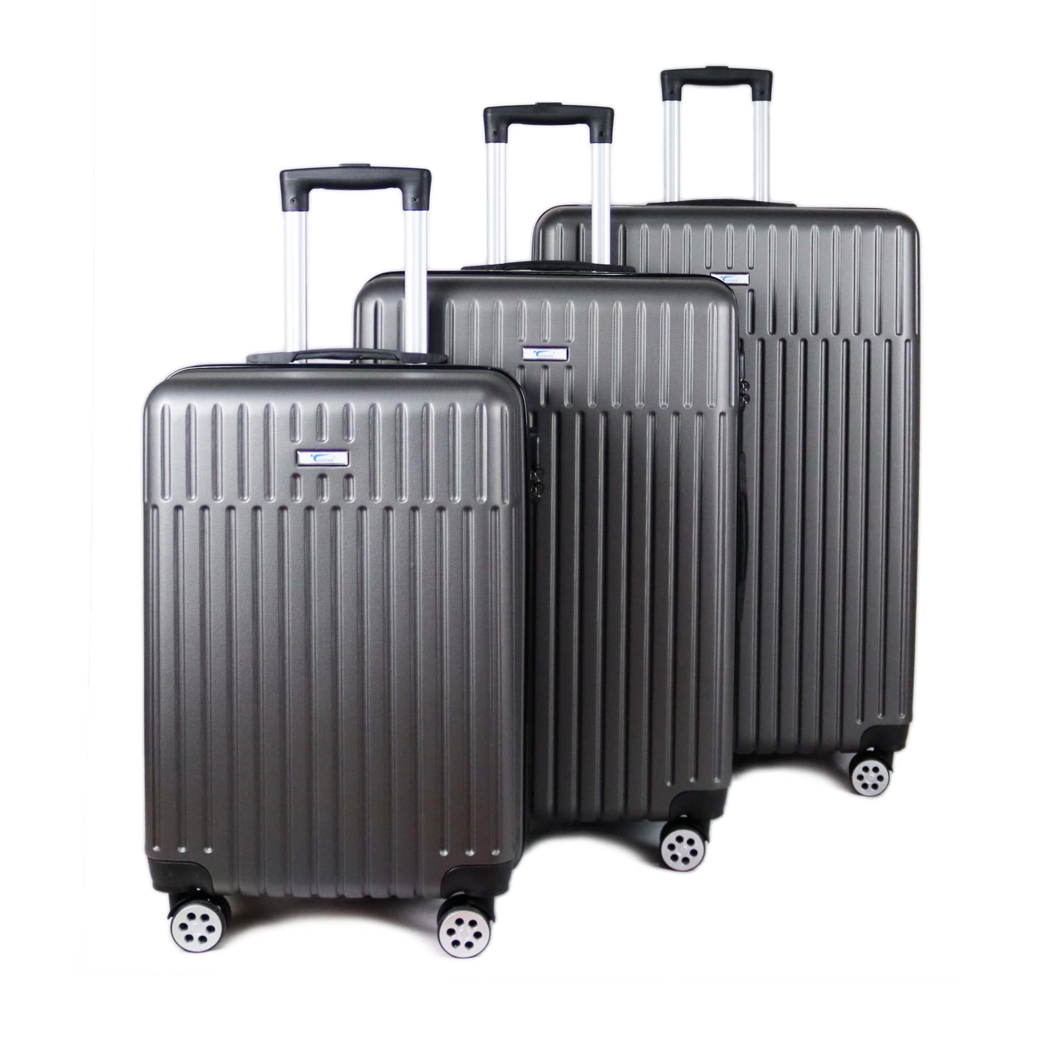 GenericLuggage District Standard 3 Piece Hard ABS Luggage Trolley Bag Set, Dark Grey