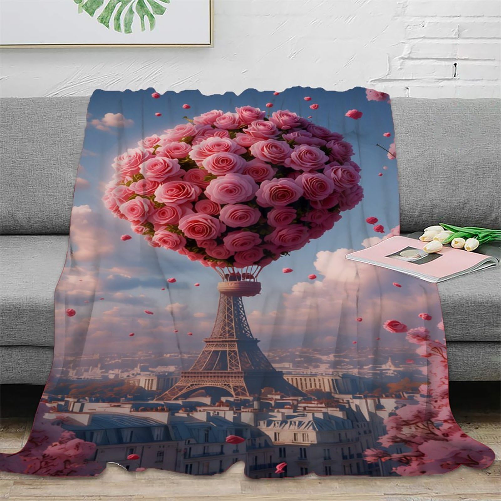 3D Druck Blumenbaum Decke Mikrofaser Wohndeko Romantische Landschaft Überwurfdecke Sofa Erwachsene 80×90(200x230cm)