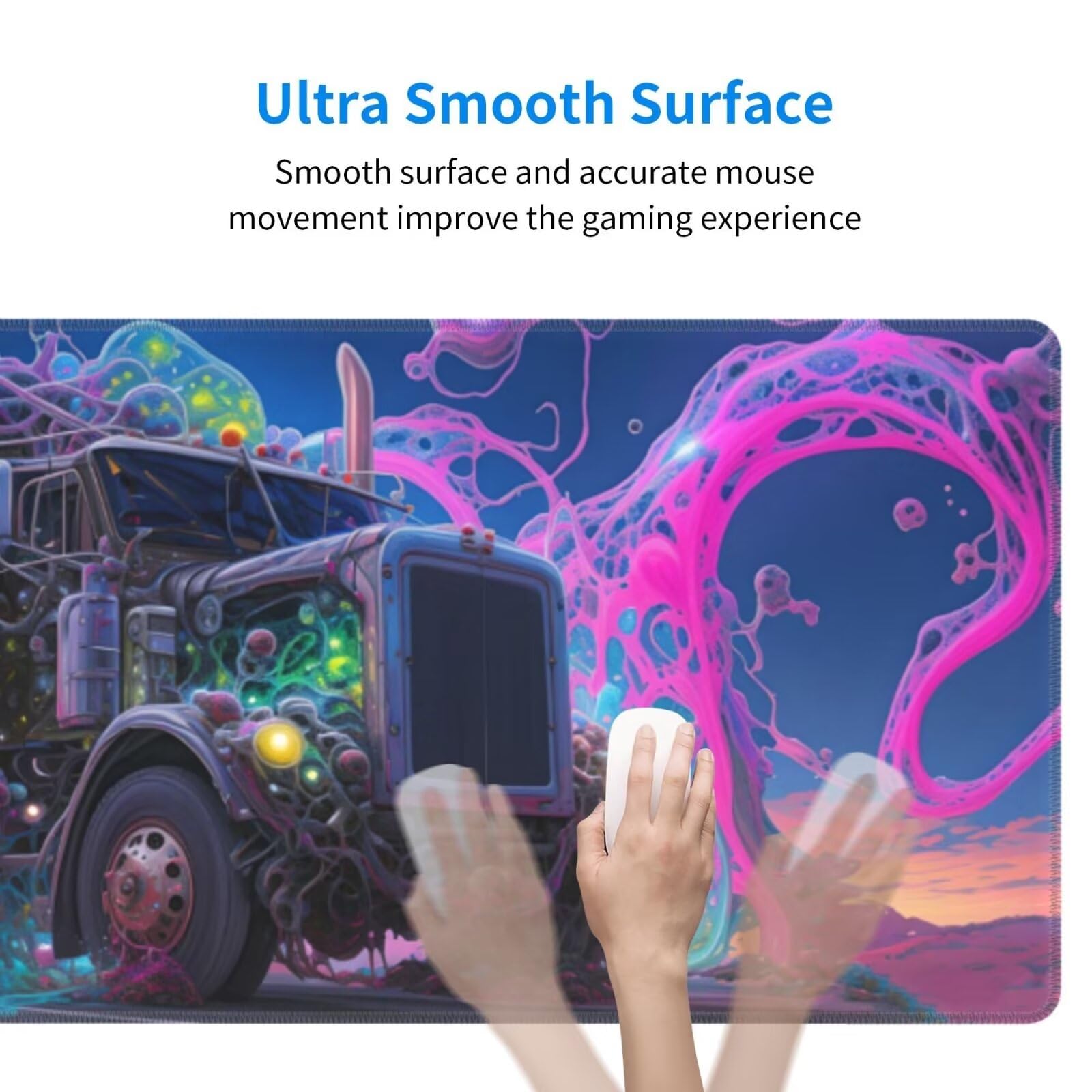 Tappetino Mouse, Tappetino Mouse Gaming Grande XXL 1500x800x3mm Tappetino Scrivania Mouse Pad, Base in Gomma Antiscivolo, Bordi Cuciti,Lavabile, Mousepad per Ufficio e Gaming (camion) R-393