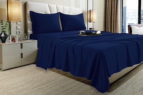 Miniatura 3 de Vacco Juego de sábanas tamaño Queen, sábanas y fundas de almohada de 4 piezas para hotel de lujo de la serie 1800, sábanas ultrasuaves,