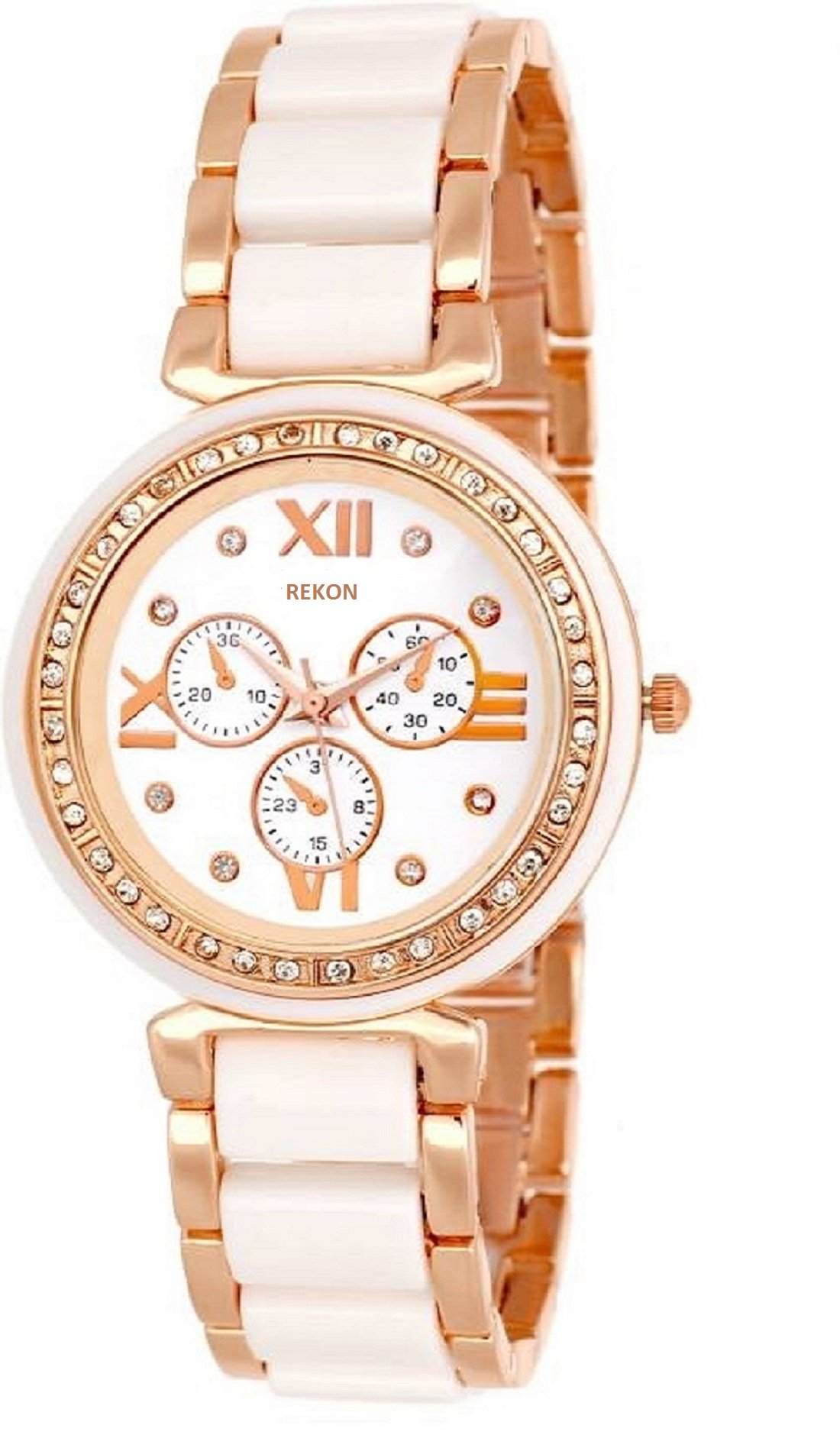 REKON Black &White Stylish Chronograph Watch for Girl/Women (B07B6MMLY8) Amazon Price History, Amazon Price Tracker