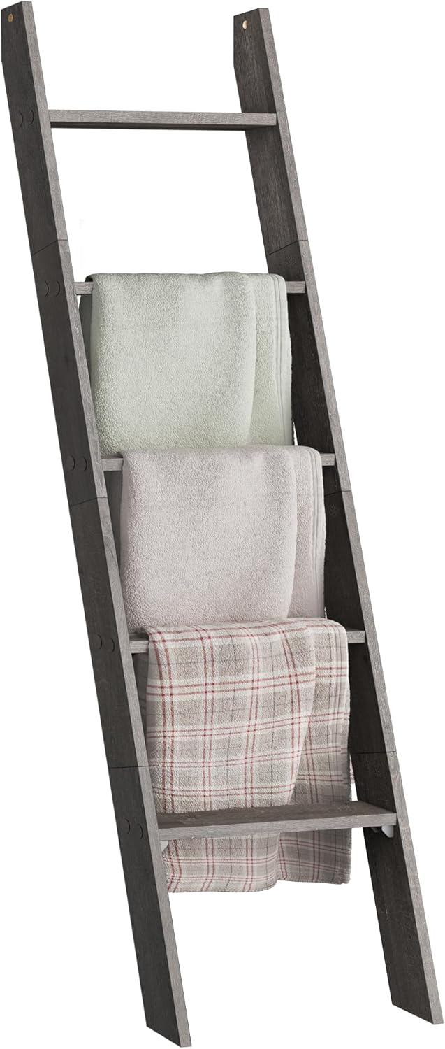 VASAGLE 5-Tier Blanket Ladder in Misty Gray
