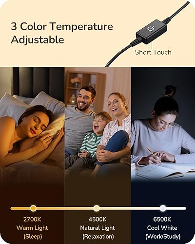 Miniatura 4 de EDISHINE Juego de 2 lámparas de mesa LED mejoradas, lámparas de noche regulables continuas con acabado de metal y 3 temperaturas de color, lámparas