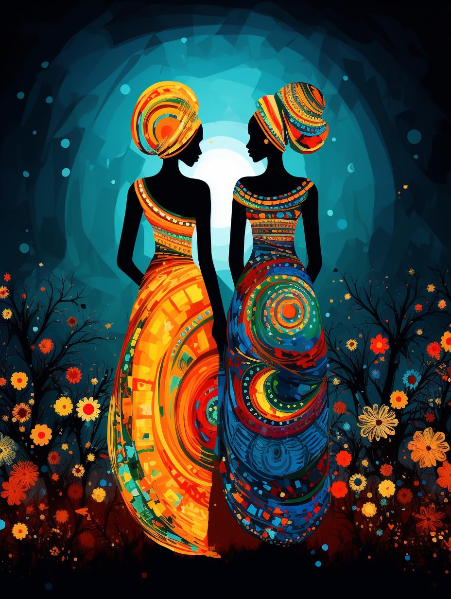 MAVINNE 5D Diamond Painting African Kits for Adults, DIY Diamond Art Kits with Full Drill Rhinestone Crystal, Cross Stitch Embroidery Kit, Home Wall Decor, Gift - 30x40 cm B179