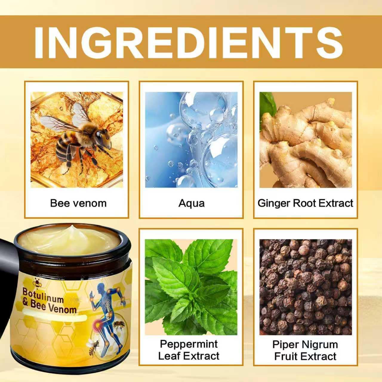2 Pcs Botulinum Bee Venom Bone Healing Cream,Throughout Release Joint Activities Muscle Relief Massage Gel. - Image 2