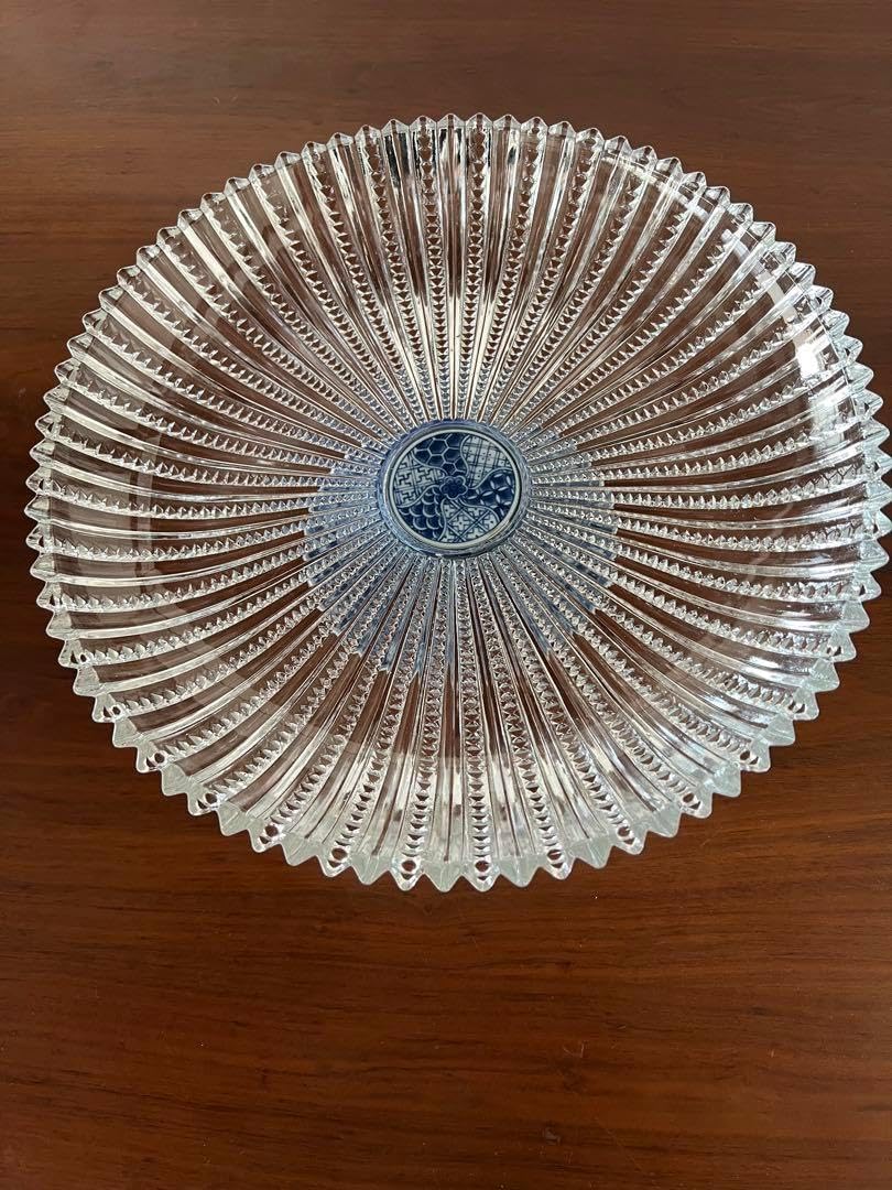 三洋陶器 龍峯窯 祥瑞フレアー高台皿 クリスタル ガラスコンポート皿